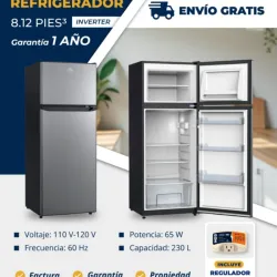 Refrigerador de 8.12 Pies Inverter, con protector de voltaje incluido 