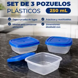 Set De 3 Pozuelos Plásticos 250 mL