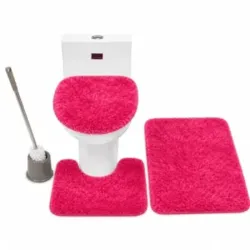 Set De Alfombras De 3 Piezas + Escobilla Sanitaria Con Base