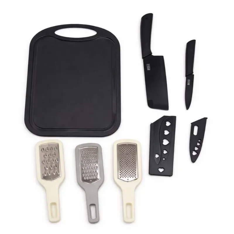 Set De Cocina Multifuncional De Tabla + Cuchillo + Ralladores
