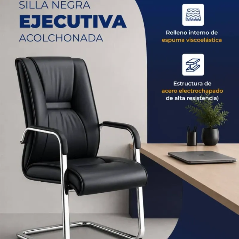 Silla negra ejecutiva acolchada