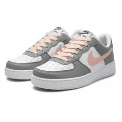 Tenis Nike Air Force Gris Con Blanco y Rosado