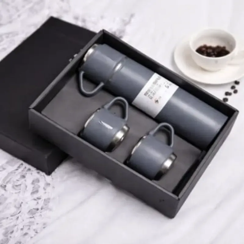 Termo Térmico Con 3 Vasos Gris