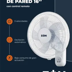 Ventilador de pared 16’’ con control remoto