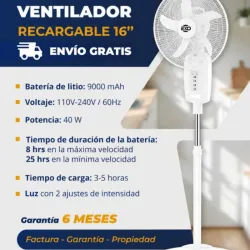 Ventilador Recargable de 16"