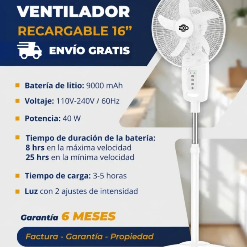 Ventilador Recargable de 16"