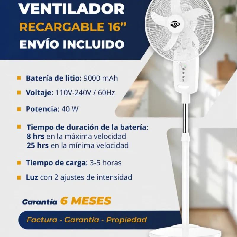 Ventilador Recargable de 16"