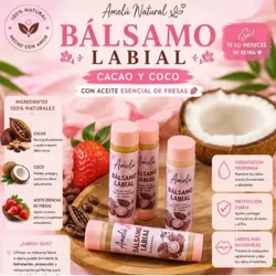 🌺Balsamo Labial Cacao-Coco , con aceite esencial de fresas 🍓 🌺
