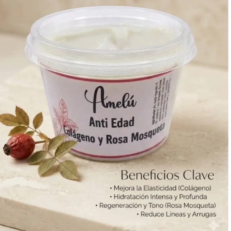 Crema anti edad de colágeno y rosa mosqueta