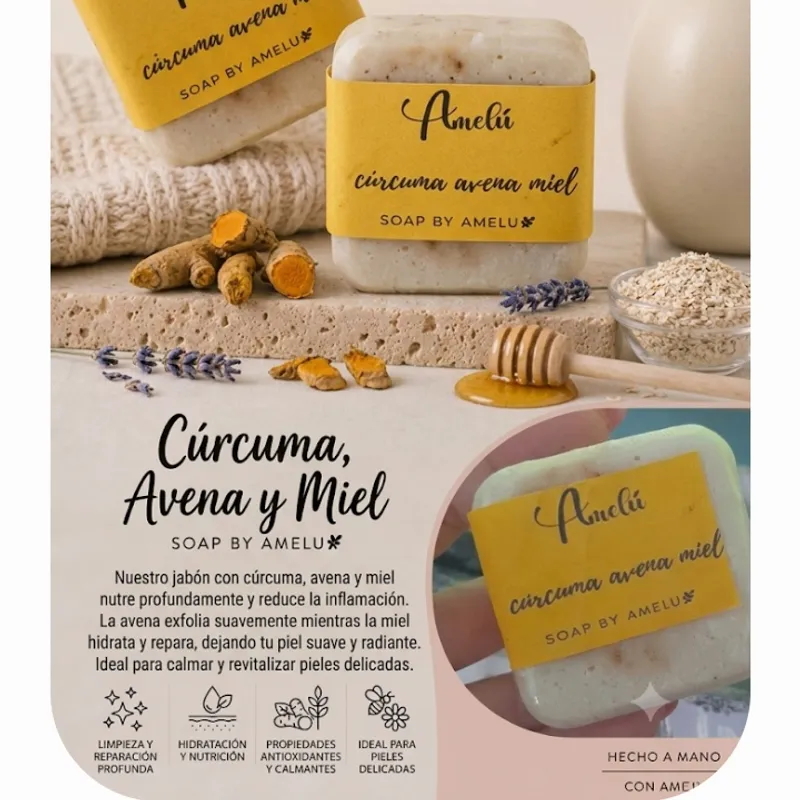 Jabón de cúrcuma- Avena y miel 🌟