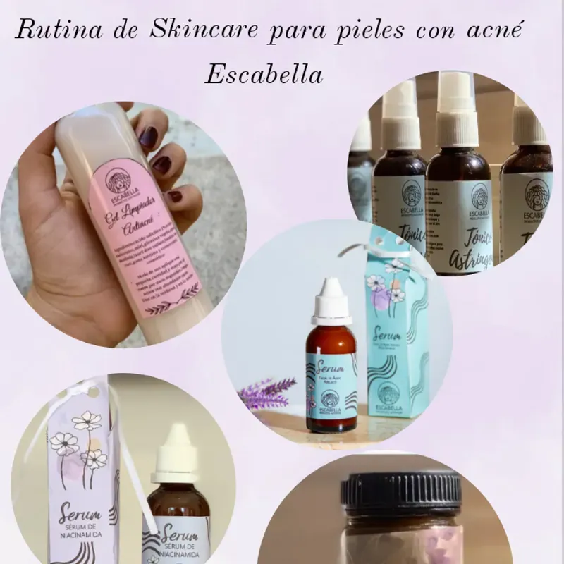 Rutina de Skincare anti-acné. Rutina con productos Escabella 🩷💜