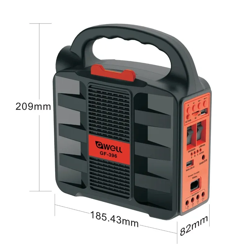 AUDIO PORTATIL USB CON PANEL SOLAR + 3 Bombillas LED (6V)