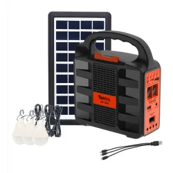 AUDIO PORTATIL USB CON PANEL SOLAR + 3 Bombillas LED (6V)
