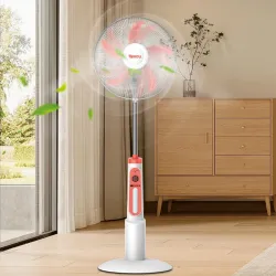 Ventilador de Pedestal Recargable GWELL 16″ + Panel Solar + 2 Bombillas LED (12V)