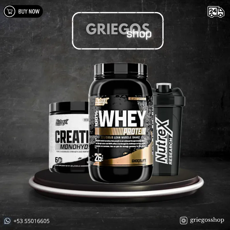 Combo “Fuerza Total Nutrex” | Creatina + Proteína + Shaker