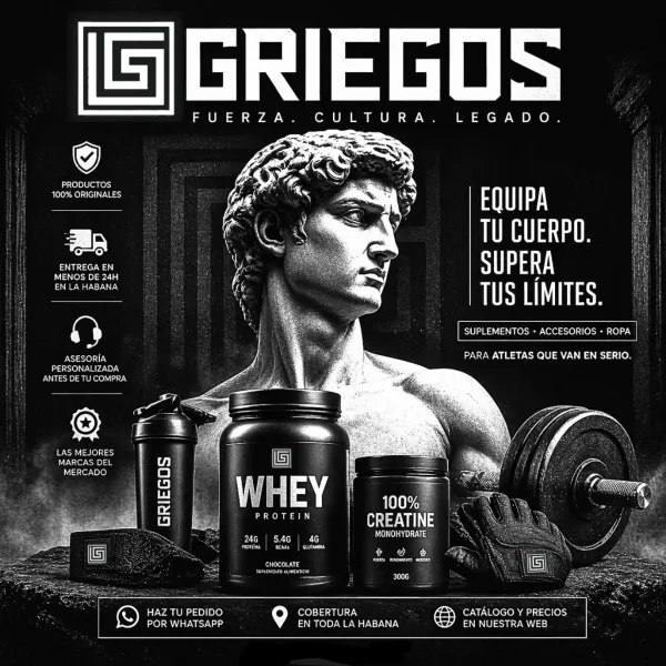 🏛️ Descripción General
GRIEGOS nace de la unión entre el deporte, la cultura y el legado eterno de la Antigua Grecia. Inspirados por dioses, héroes y atletas inmortales, traemos al presente una visión clásica del cuerpo, la mente y el rendimiento.
Más que una tienda fitness, somos una experiencia: una comunidad que valora la estética, la fuerza , la disciplina y el conocimiento.
Ofrecemos ropa deportiva - suplementos de marcas élite - accesorios de entrenamiento - asesoría especializada.
Cada cliente forma parte de algo más grande: una filosofía.
Fuerza. Cultura. Legado.
🎯 Misión
Formar atletas fuertes, sabios y estéticos, guiados por los principios clásicos que aún inspiran la excelencia. Proveer no solo productos, sino herramientas y conocimiento para quienes viven el deporte como estilo de vida. En Griegos, cada decisión honra el pasado, mejora el presente y construye el futuro del atleta.
👁️ Visión
Convertirnos en la marca fitness más auténtica y diferenciada del mercado. No imitamos el legado: lo representamos. Construiremos un espacio de lujo, cultura y fuerza, donde tanto un aficionado como un atleta de élite encuentren inspiración, comunidad y resultados.
Griegos será sinónimo de excelencia física, estética y mental.
Veni. Vidi. Vici.