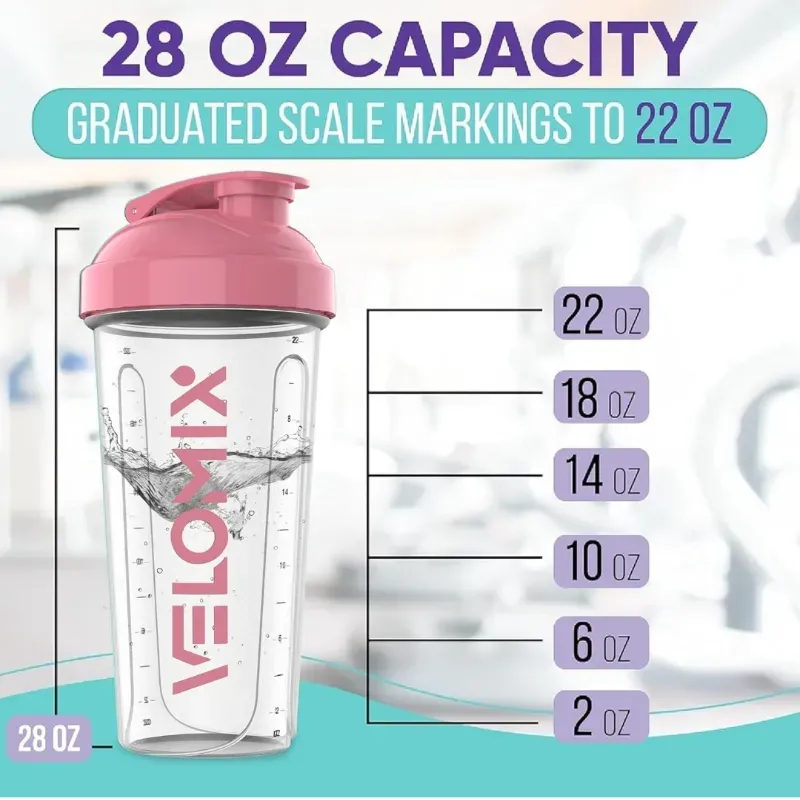Shaker Bottle | Velomix | Rosa/Transparente
