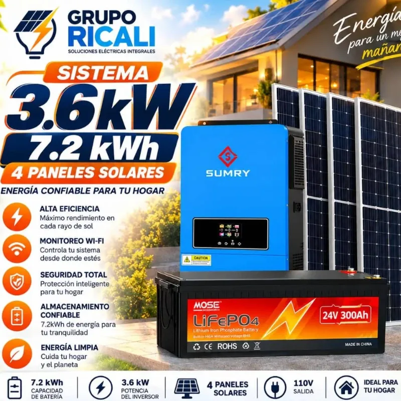 3.6 KW 110V 7.2 KWH 4 PANELES