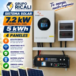 SISTEMA 7.2 KW 110/220V 5KWH 4 PANELES