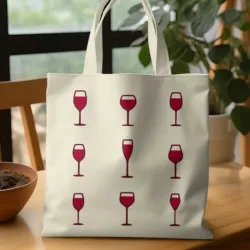 Bolsa Tote / Tote Bag – “Patrón de copas de vino”