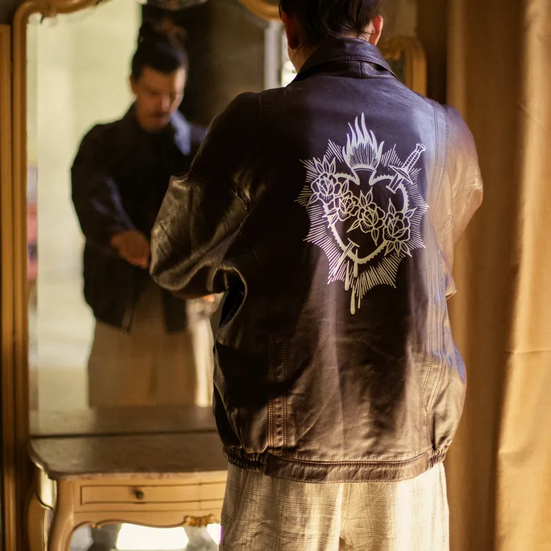 Chaqueta de piel sagrado corazon