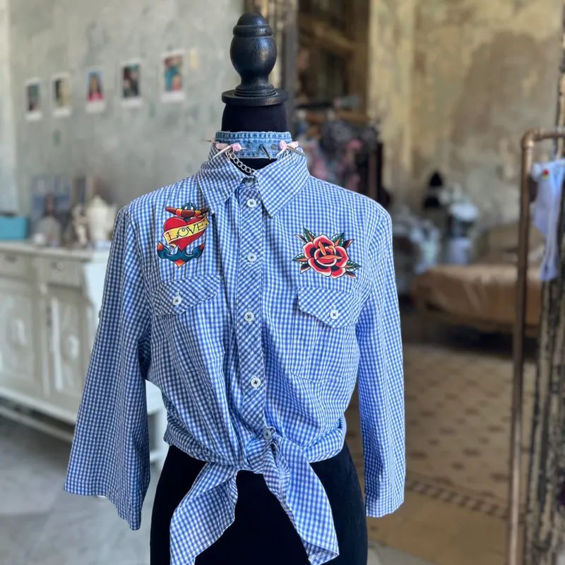Camisa guingam azul