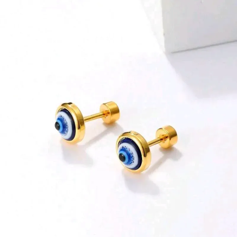 Aretes de acero inoxidable  con ojo turco