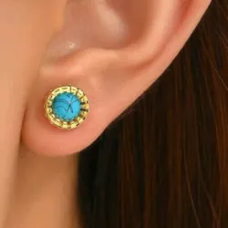 Aretes de acero inoxidable con turquesa 
