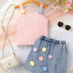 Conjunto saya de mezclilla y camisetica