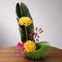 Crisantemos, miniclaveles y Cica