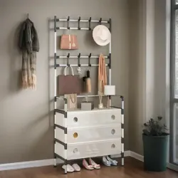 Percha - Zapatera de 4 niveles con gavetas