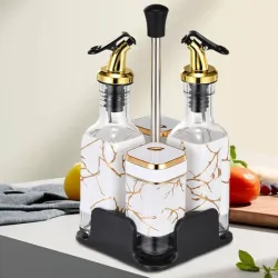 Set de 2 condimenteros y 2 aceiteras con soporte