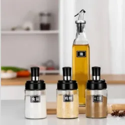 Set de 3 condimenteros con aceitera