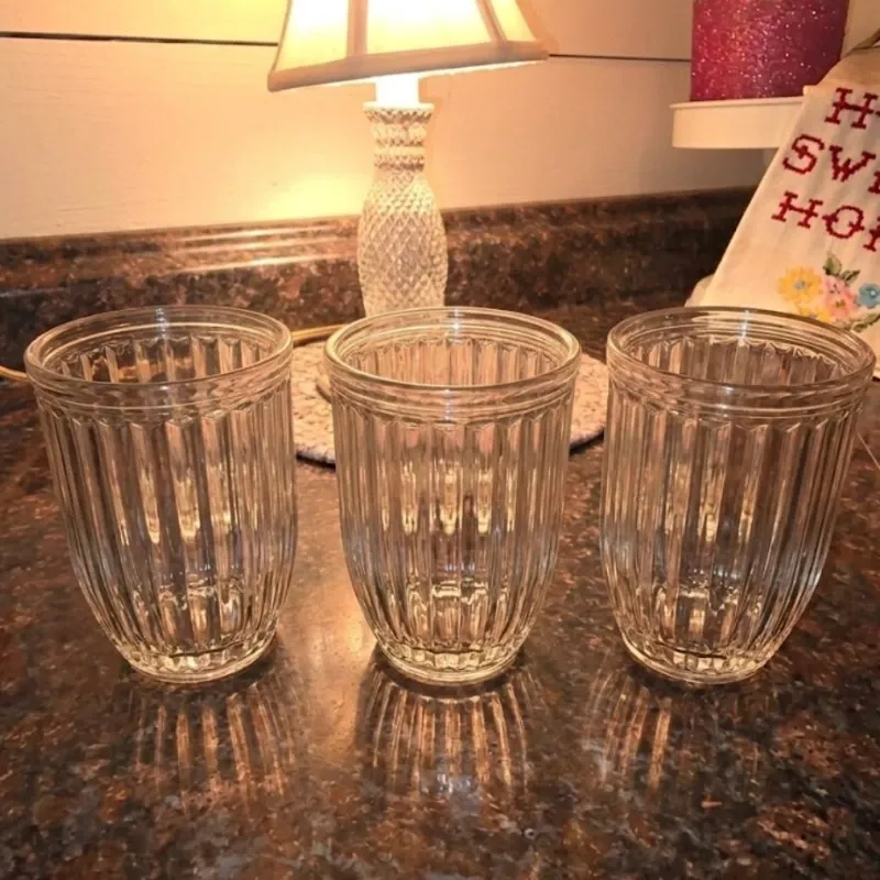 Set de 3 vasos rayados