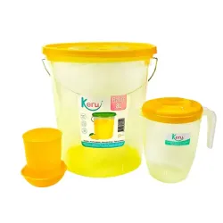 Set de balde de 8lts, jarra de 1lt, 4 vasos y dulcera
