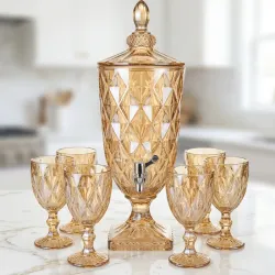 Set de dispensador de bebida de 5lts con 6 copas