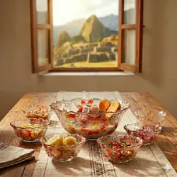 Set de fuente con 6 dulceras de colores