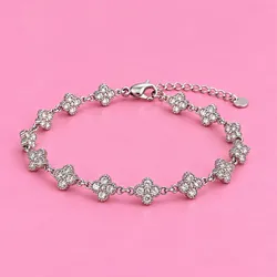 Pulsera de flor plateada