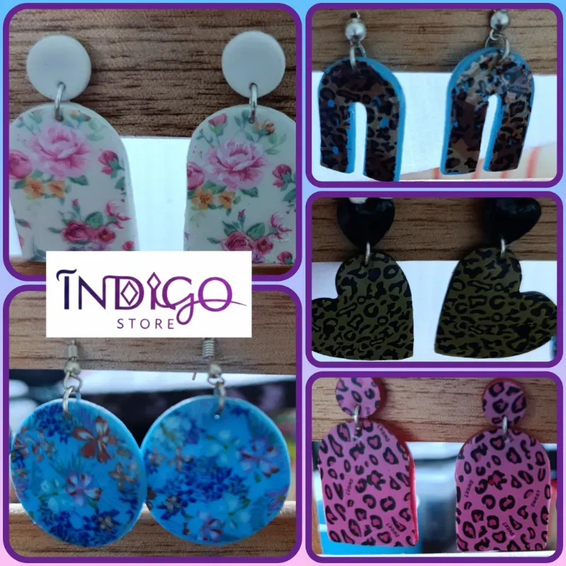 Aretes de cerámica con resina #3