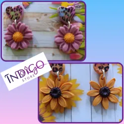 Aretes de flores con resina