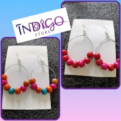 Aretes tipo argollas de madera
