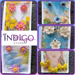 Conjunto de aretes y cadena de acero