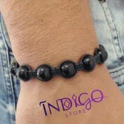 Pulsera de perlas negras de hombre
