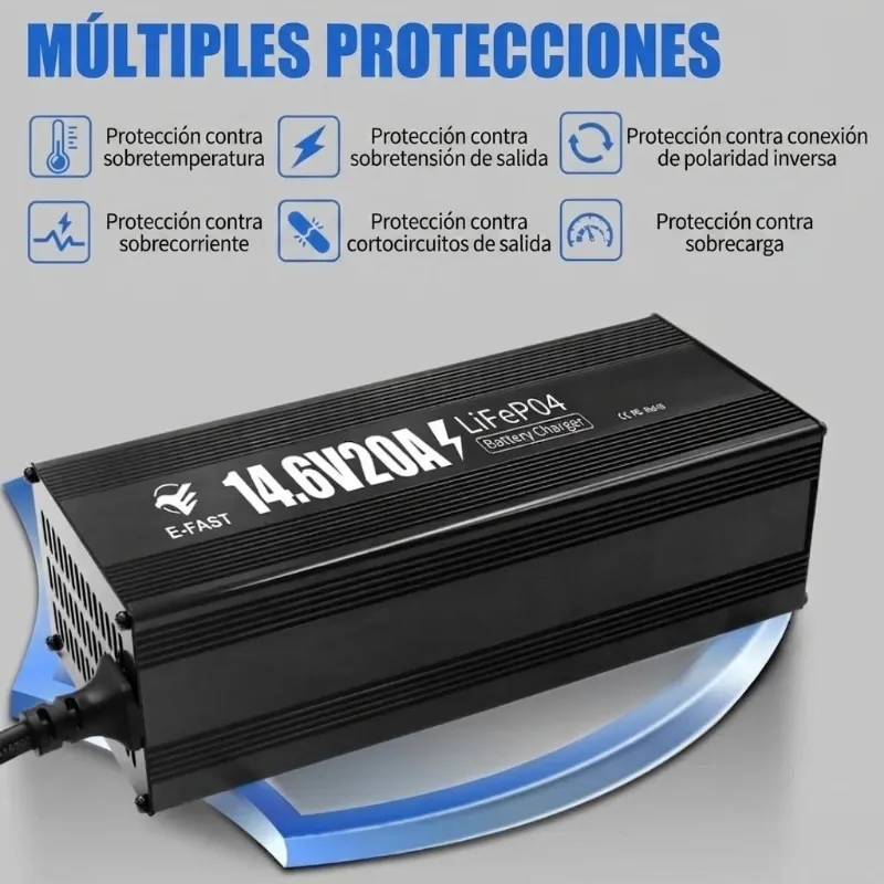 Cargador Inteligente Ultra Rápido para Baterías LiFePO4