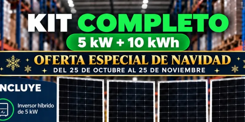 Kit Solar 5 kW + Batería LiFePO₄ 10 kWh + 4 Paneles Solares