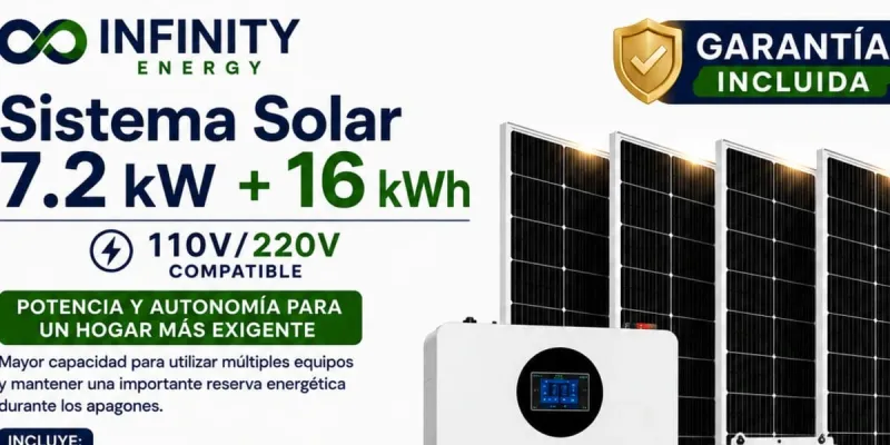 Kit Solar 7.2 kW + Batería LiFePO₄ 16 kWh + 5 Paneles Solares — 110V/220V