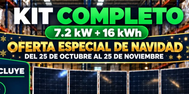 Kit Solar 7.2 kW + Batería LiFePO₄ 16 kWh + 5 Paneles Solares — 110V/220V