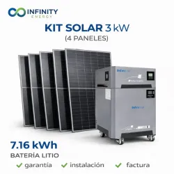 ⚡ Kit Solar todo en uno | Inversor 3kw + 4 Paneles SunEvo 565W + Batería de Litio 7.16kWh