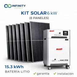 ⚡ Kit Solar Todo en uno | Inversor 6kw + 8 Paneles SunEvo 565W + Sistema con Batería de Litio 15.3kWh