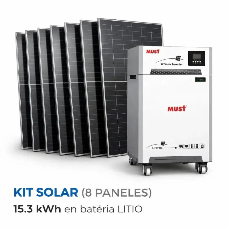 ⚡ Kit Solar Todo en uno | Inversor 6kw + 8 Paneles SunEvo 565W + Sistema con Batería de Litio 15.3kWh